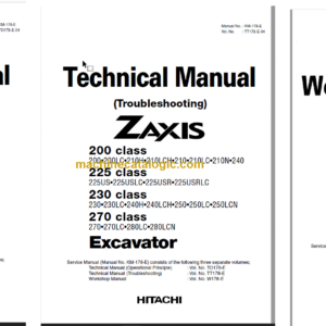 Hitachi ZX200 ZX225USR ZX225US ZX230 ZX270 Excavator Technical and Workshop Manual