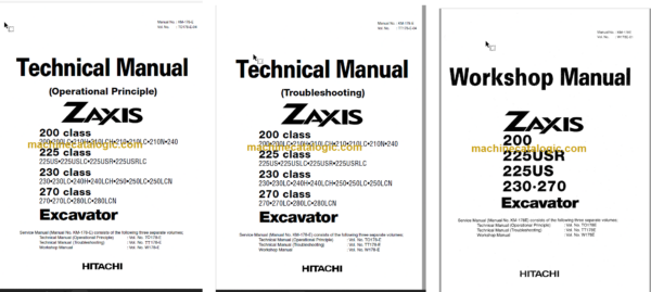 Hitachi ZX200 ZX225USR ZX225US ZX230 ZX270 Excavator Technical and Workshop Manual