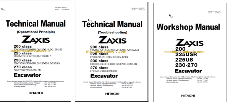 Hitachi ZX200 ZX225USR ZX225US ZX230 ZX270 Excavator Technical and Workshop Manual