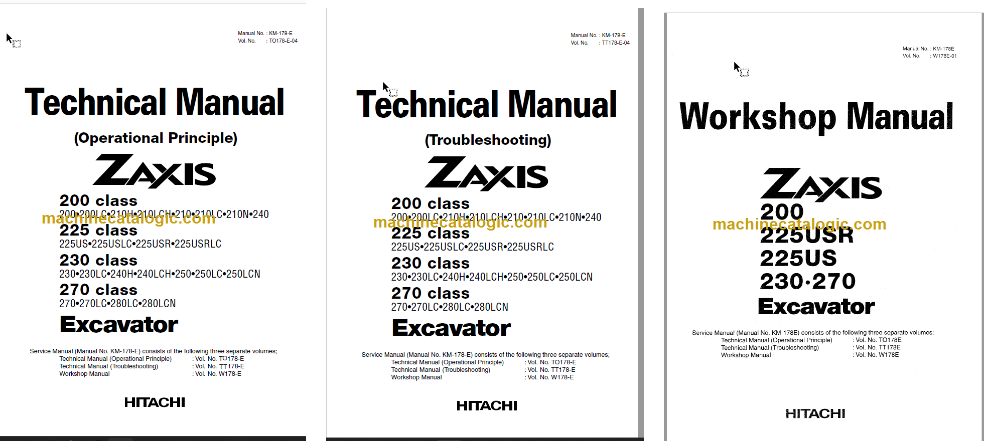 Hitachi ZX200 ZX225USR ZX225US ZX230 ZX270 Excavator Technical and 