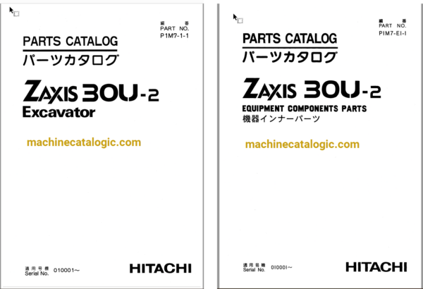 Hitachi ZX30U-2 Excavator Parts Catalog & Equipment Components Parts Catalog
