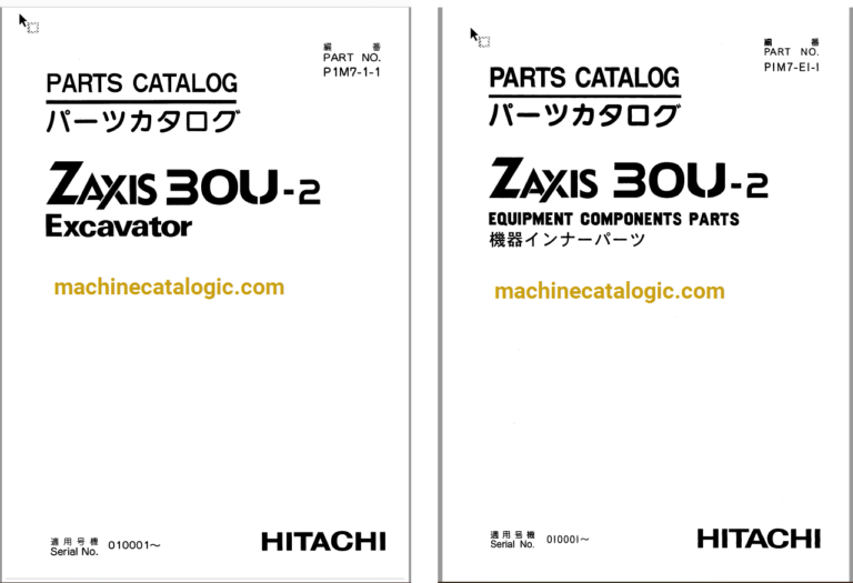 Hitachi ZX30U-2 Excavator Parts Catalog & Equipment Components Parts Catalog
