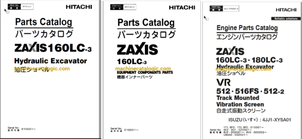 Hitachi ZX160LC-3 Hydraulic Excavator Full Parts Catalog