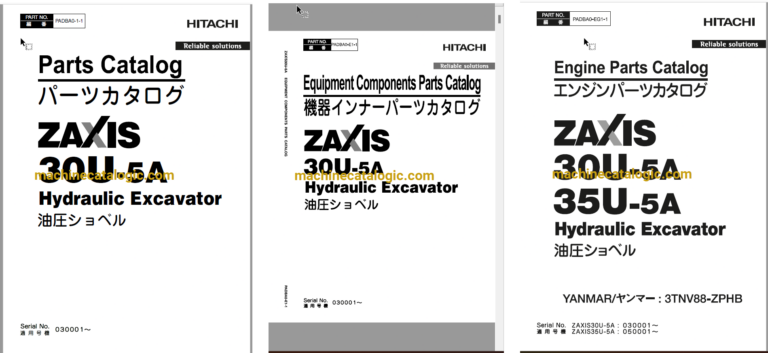 Hitachi ZX30U-5A Hydraulic Excavator Parts Catalog & Engine Parts Catalog & Equipment Components Parts Catalog