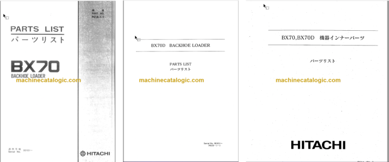 Hitachi BX70 BX70D Backhoe Loader Parts Catalog & Equipment Components Parts Catalog