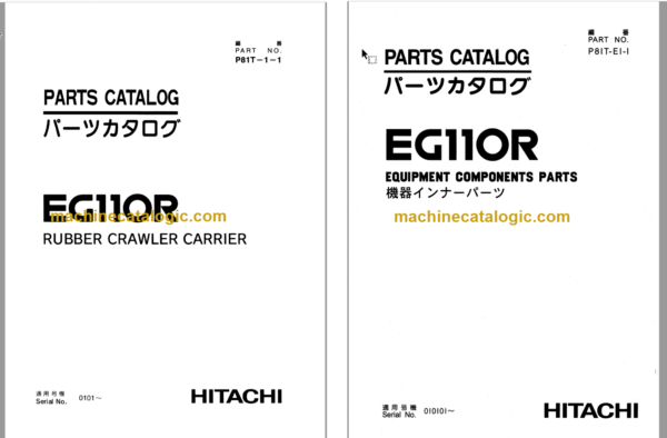 Hitachi EG110R Rubber Crawler Carrier Parts Catalog & Equipment Components Parts Catalog