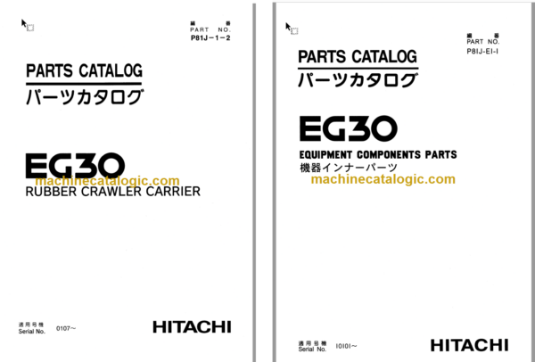 Hitachi EG30 Rubber Crawler Carrier Parts Catalog & Equipment Components Parts Catalog