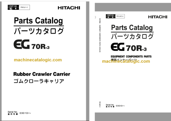 Hitachi EG70R-3 Rubber Crawler Carrier Parts Catalog & Equipment Components Parts Catalog