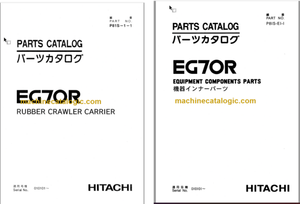 Hitachi EG70R Rubber Crawler Carrier Parts Catalog & Equipment Components Parts Catalog