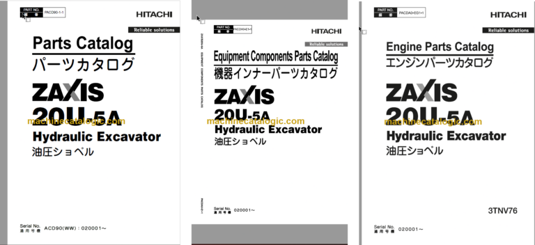 Hitachi ZX20U-5A Hydraulic Excavator Parts Catalog & Equipment Components & Engine Parts Catalog