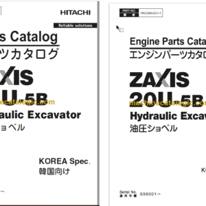 Hitachi ZX20U-5A Hydraulic Excavator Parts Catalog & Equipment Components & Engine Parts Catalog