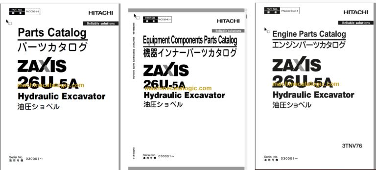 Hitachi ZX26U-5A Hydraulic Excavator Parts Catalog & Equipment Components & Engine Parts Catalog
