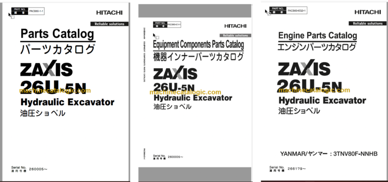 Hitachi ZX26U-5A Hydraulic Excavator Parts Catalog & Equipment Components & Engine Parts Catalog