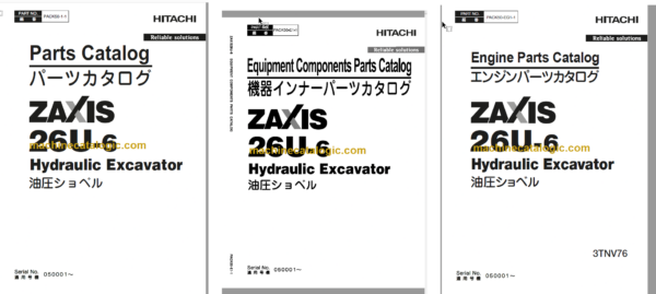 Hitachi ZX26U-6 Hydraulic Excavator Parts Catalog & Equipment Components & Engine Parts Catalog