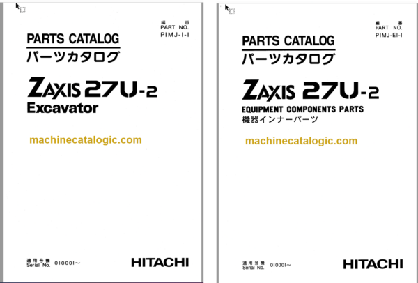 Hitachi ZX27U-2 excavator Parts Catalog & Equipment Components Parts Catalog