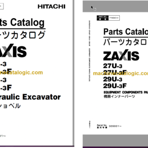 Hitachi ZX27U-3 ZX27U-3F ZX29U-3 ZX29U-3F Hydraulic Excavator Parts Catalog & Equipment Components Parts Catalog