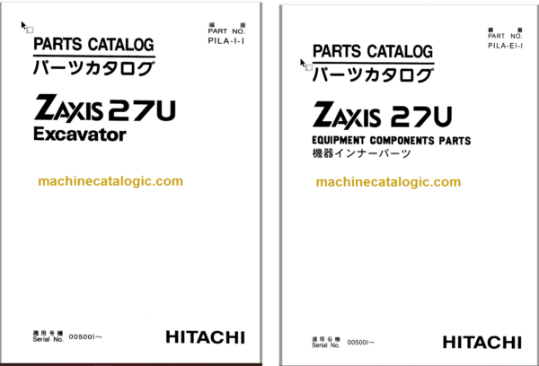 Hitachi ZX27U Excavator Parts Catalog & Equipment Components Parts Catalog