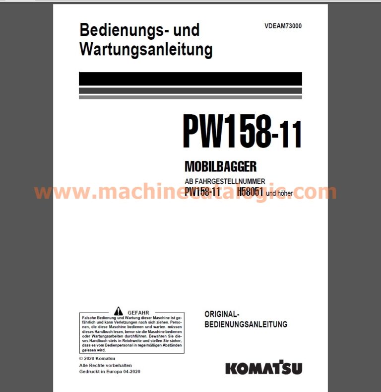 Komatsu PW158-11 MOBILBAGGER Bedienungs- und Wartungsanleitung Deutsch
