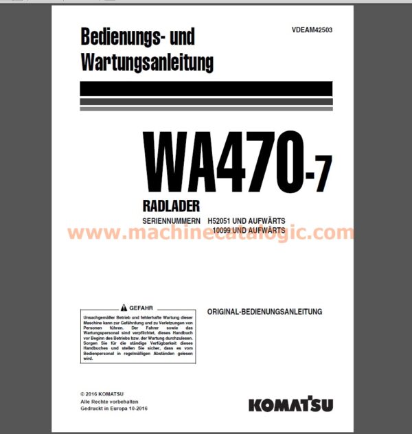 Komatsu WA470-7 RADLADER Bedienungs- und Wartungsanleitung Deutsch