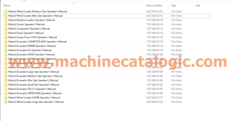Hitachi Operator's Handbook, Maintenance Manual 07.2024 Model Index