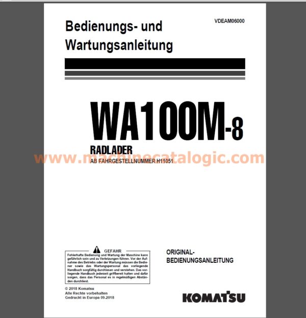 Komatsu WA100M-8 RADLADER Bedienungs- und Wartungsanleitung Deutsch