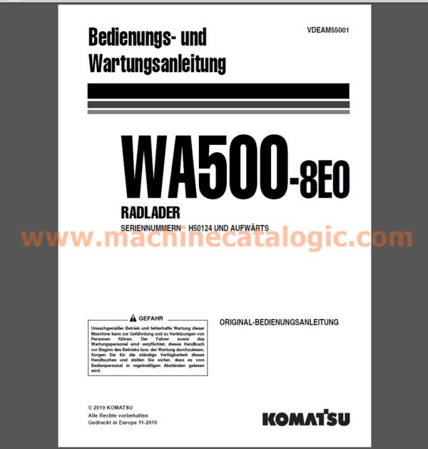 Komatsu WA500-8E0 RADLADER Bedienungs- und Wartungsanleitung Deutsch