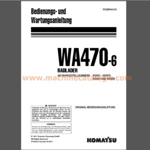 Komatsu WA470-6 RADLADER Bedienungs-und Wartungsanleitung Deutsch