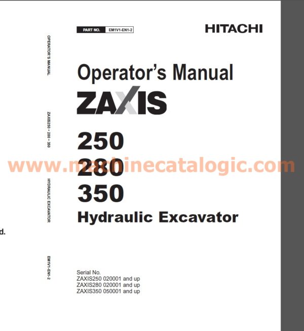 Hitachi ZX250-3, ZX280-3, ZX350-3 Operator's Manual