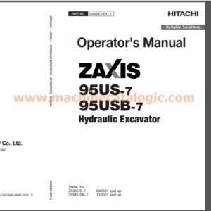 Hitachi ZX95US-7, ZX95USB-7 Hydraulic Excavator Operator's Manual