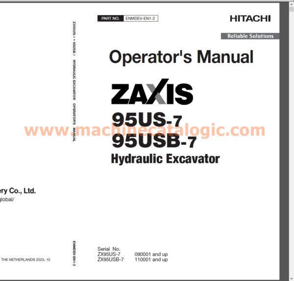 Hitachi ZX95US-7, ZX95USB-7 Hydraulic Excavator Operator's Manual