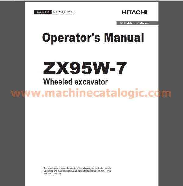 Hitachi ZX95W-7 Wheeled excavator Operator's Manual