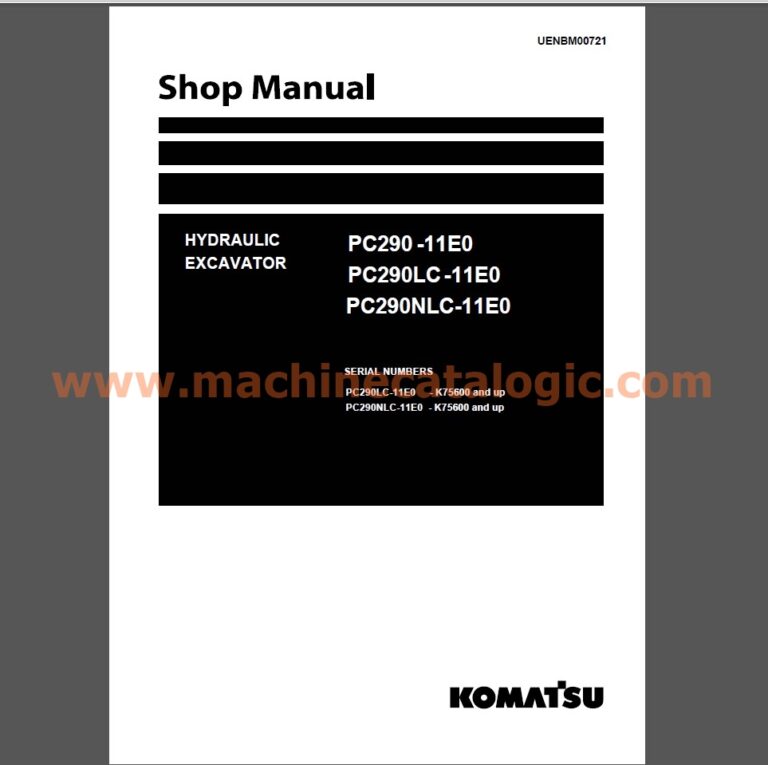 Komatsu PC290-11E0, PC290LC-11E0, PC290NLC-11E0 Excavator Shop Manual (UENBM00721)