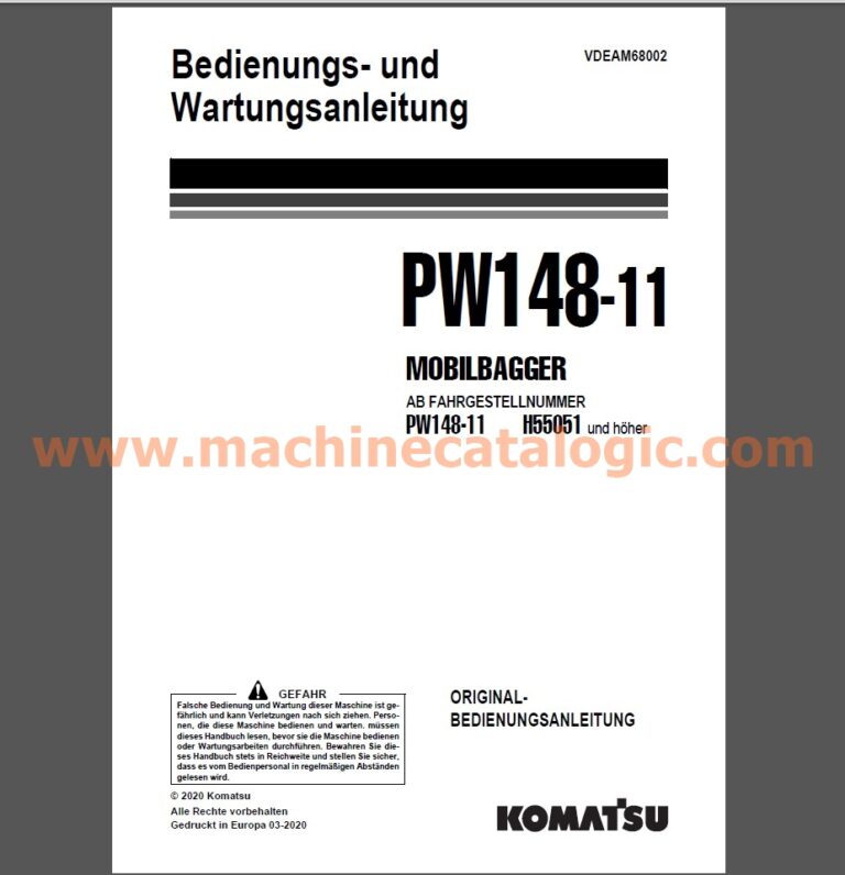 Komatsu PW148-11 MOBILBAGGER Bedienungs- und Wartungsanleitung Deutsch