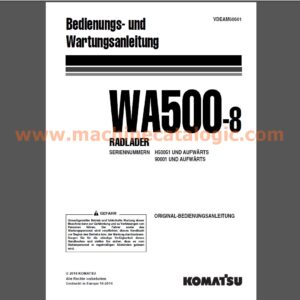 Komatsu WA500-8 RADLADER Bedienungs- und Wartungsanleitung Deutsch