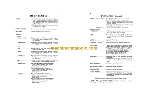 John Deere 666, 666H and 666H Special Tractor-Drawn Moldboard Plows Operator's Manual (OMA80958)