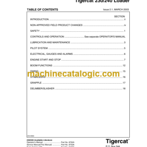 Tigercat 230 Loader Service Manual (2300101 - 2300499)