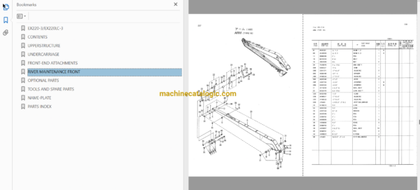 Hitachi EX220-3,EX220LC-3 Excavator Full Parts Catalog