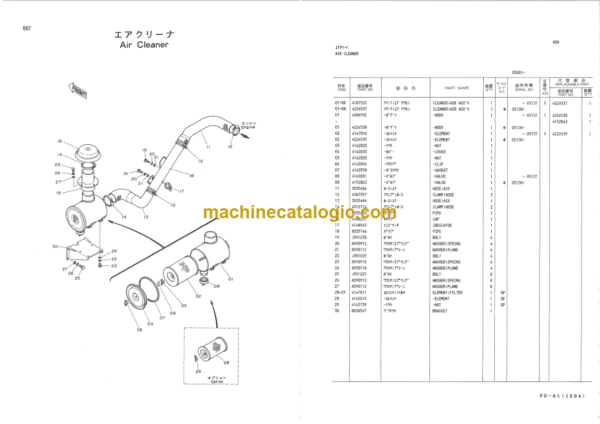 Hitachi EX270LC Hydraulic Excavator Parts Catalog