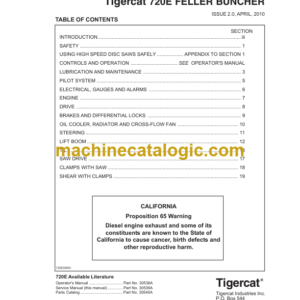 Tigercat 720E Feller Buncher Service Manual (7204401 - 7205500)