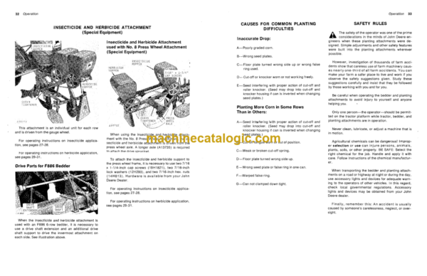 John Deere PA824, PA840 Series PA860 Series and PA884 Planting Attachments Operator's Manual (OMA18176)