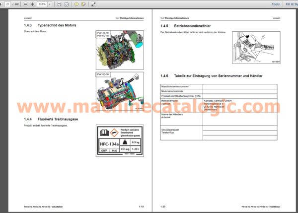 PW148-10, PW160-10, PW180-10 MOBILEBAGGER Bedienungs- und Wartungsanleitung INDEX