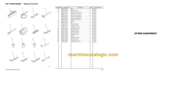 Komatsu PC135F-10MO Hydraulic Excavator Parts Book (J10001 - UP, J10244 - UP, J10296 - UP)