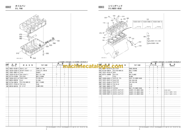 Hitachi V3300-DI-E2B-WLHF-7,V3300-DI-E2B-WLHF-8 Engine Parts Catalog