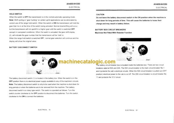 Hitachi AH350, AH400 Articulated Dump Truck Service Manual