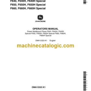 John Deere F640, F640H, F640H Special F650, F650H, F650H Special F660, F660H, F660H Special Drawn Moldboard Plows Operator's Manual (OMA12323)