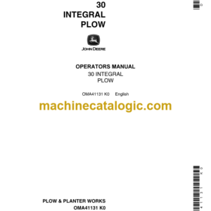 John Deere 30 Integral Plow Operator's Manual (OMA41131)