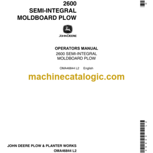 John Deere 2600 Semi-Integral Moldboard Plow Operator's Manual (OMA46844)