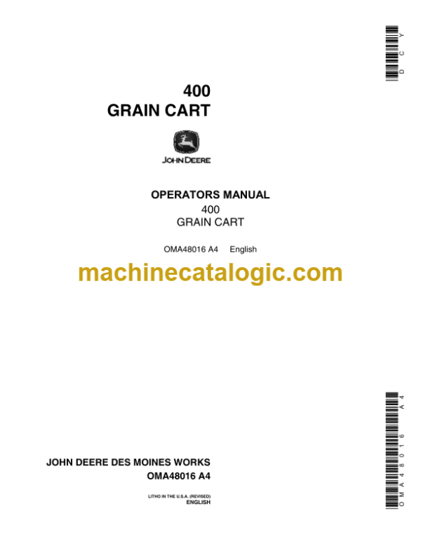 John Deere 400 Grain Cart Operator's Manual (OMA48016)