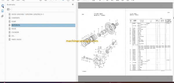 Hitachi EX200-3,EX200LC-3,EX200H-3,EX200LCH-3 Excavator Full Parts Catalog