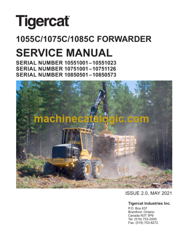 Tigercat 1055C, 1075C, 1085C Forwarder Service Manual (10850501 - 10851000)